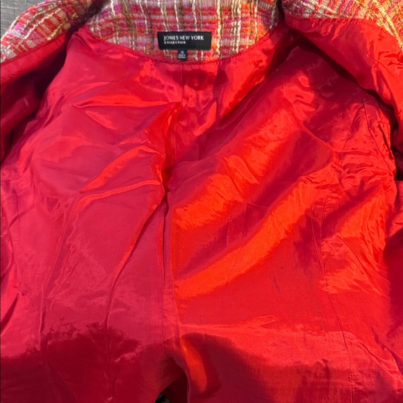 Jones New York Women’s Boucle Jacket Pink Orange Spring Easter Timeless Classic - Picture 9 of 10